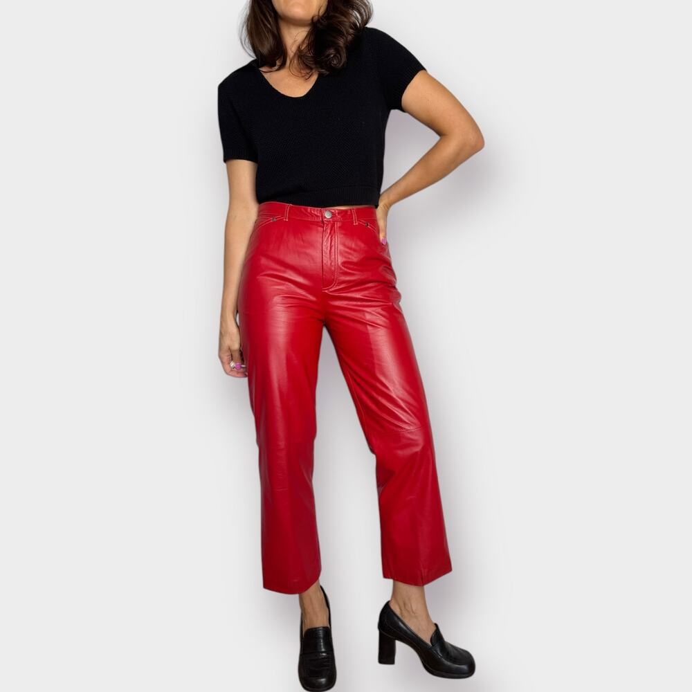 Y2K Nine West Red Leather Pants‎